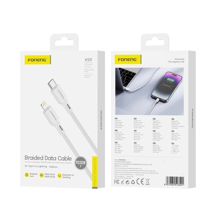 CABLE T.C TO LIGHTNING 30W 1M FONENG XS11CL